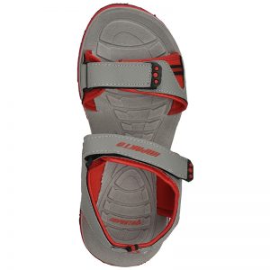 Men's Grey & Red Colour Synthetic Leather Sandals