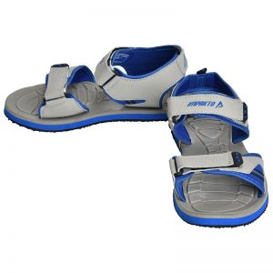 Men's Grey & Blue Colour Synthetic Leather Sandals