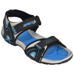 Men's Blue & Black Colour Synthetic Leather Sandals