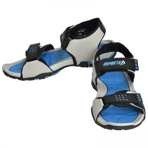 Men's Blue & Black Colour Synthetic Leather Sandals