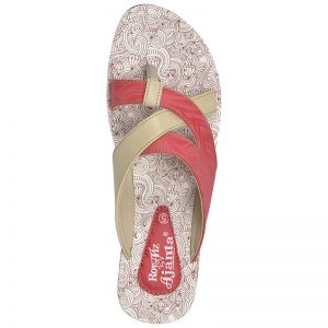 Women's Red & Beige Colour Synthetic Sandals