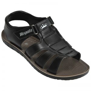 Men's Black Colour Synthetic Leather Sandals