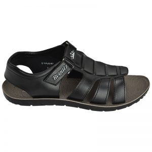 Men's Black Colour Synthetic Leather Sandals