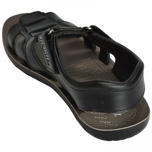 Men's Black Colour Synthetic Leather Sandals