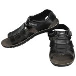 Men's Black Colour Synthetic Leather Sandals