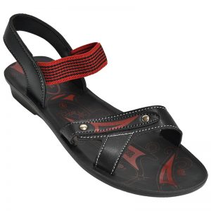 Women's Black Colour Synthetic Leather Sandals