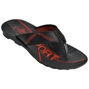 Men's Black & Red Colour Synthetic Leather Sandals