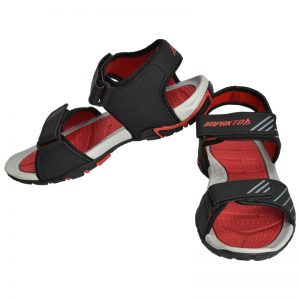 Men's Black & Red Colour Synthetic Leather Sandals