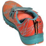 Women's Orange & Sea Green Colour Synthetic Leather Sneakers