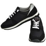 Men's Black Colour Fabric & Lycra Sneakers
