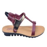 Women's Beige & Maroon Colour Synthetic Leather Sandals