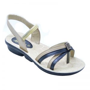 Women's White & Black Colour Synthetic Leather Sandals
