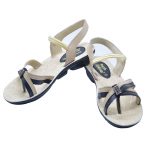 Women's White & Black Colour Synthetic Leather Sandals