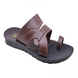 Men's Black & Brown Colour Synthetic Leather Sandals