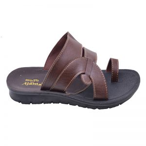 Men's Black & Brown Colour Synthetic Leather Sandals