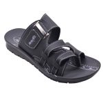 Men's Black Colour Synthetic Leather Sandals