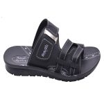 Men's Black Colour Synthetic Leather Sandals