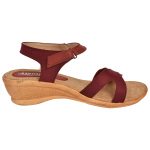 Women's Maroon & Beige Colour Synthetic Leather Sandals