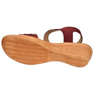 Women's Maroon & Beige Colour Synthetic Leather Sandals