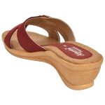 Women's Maroon & Beige Colour PU Synthetic Sandals