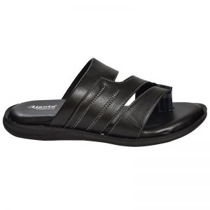 Men's Black Colour Synthetic Leather Sandals