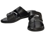 Men's Black Colour Synthetic Leather Sandals