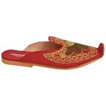 Men's Red Colour Synthetic Leather Sherwani Jutti Shoes