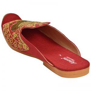 Men's Red Colour Synthetic Leather Sherwani Jutti Shoes