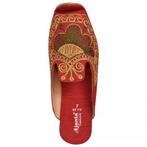 Men's Red Colour Synthetic Leather Sherwani Jutti Shoes