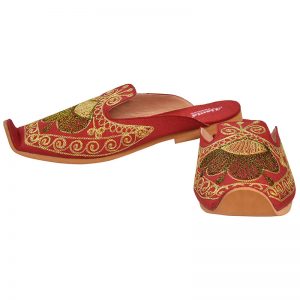 Men's Red Colour Synthetic Leather Sherwani Jutti Shoes