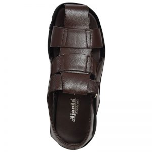 Men's Black Colour Synthetic Leather Sandals