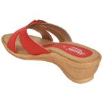 Women's Beige & Red Colour PU Synthetic Sandals