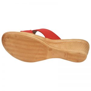 Women's Beige & Red Colour PU Synthetic Sandals
