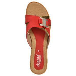 Women's Beige & Red Colour PU Synthetic Sandals