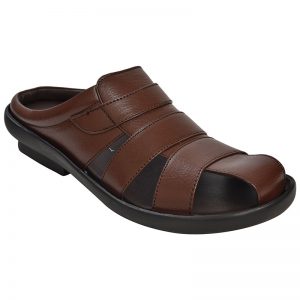 Men's Black & Brown Colour Synthetic Leather Sandals