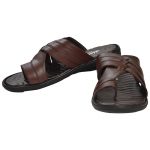 Men's Black & Brown Colour Synthetic Leather Sandals