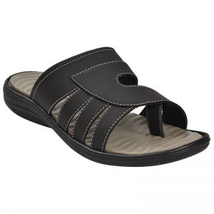 Men's Black Colour Synthetic Leather Sandals