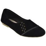 Women's Black Colour Synthetic Leather Ballerines