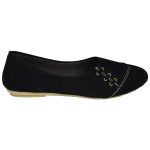 Women's Black Colour Synthetic Leather Ballerines