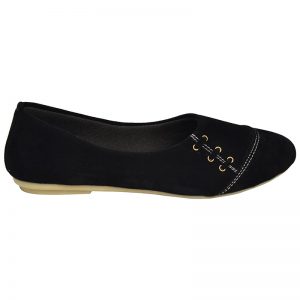 Women's Black Colour Synthetic Leather Ballerines