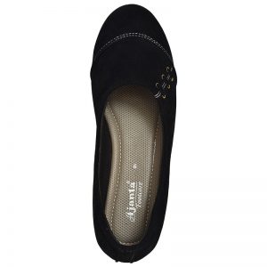 Women's Black Colour Synthetic Leather Ballerines