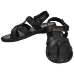 Men's Black Colour Synthetic Leather Sandals