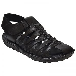 Men's Black Colour Synthetic Leather Sandals