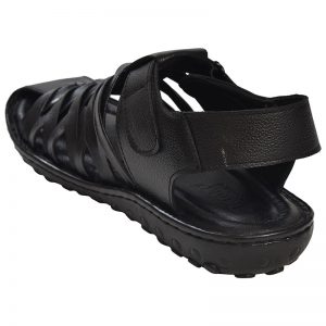 Men's Black Colour Synthetic Leather Sandals