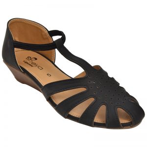 Women's Black Colour Synthetic Leather Jelly Shoes