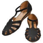 Women's Black Colour Synthetic Leather Jelly Shoes