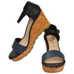 Women's Black & Beige Colour Synthetic Leather Sandals