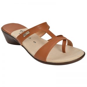 Women's Brown & Beige Colour PU Synthetic Sandals