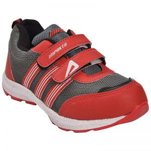 Kid's Red Colour Synthetic & Mesh Sneakers