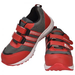 Kid's Red Colour Synthetic & Mesh Sneakers